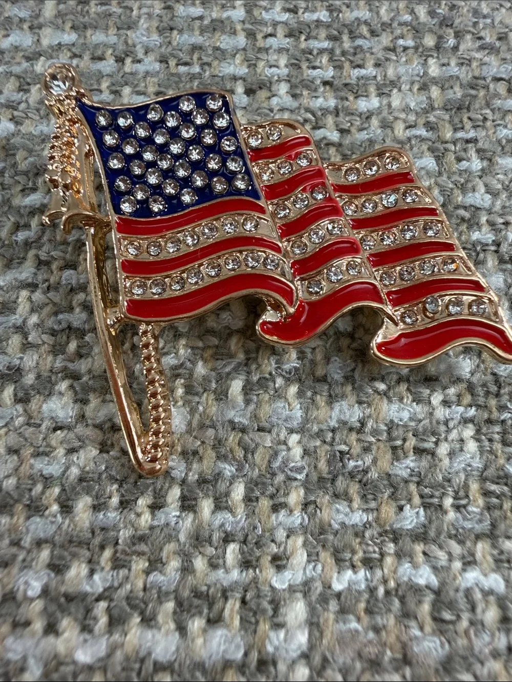Crystal American Flag Brooch - Red, White & Blue